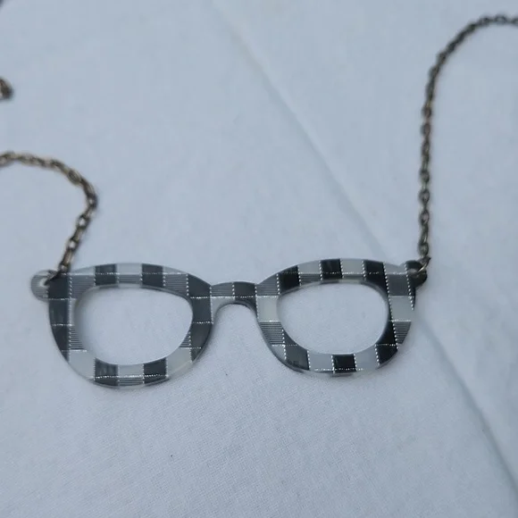 Plaid Geek Glasses Necklace #169 - Picture 2 of 3